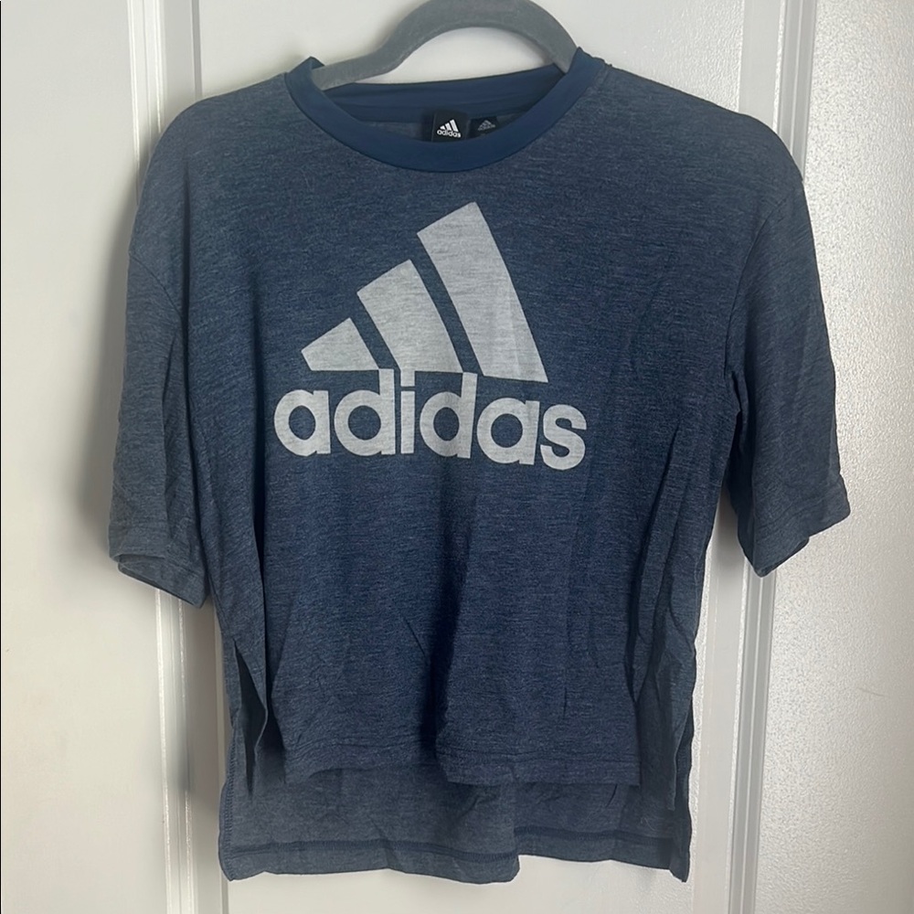Adidas Blue Short Sleeve Tee Athletic Casual